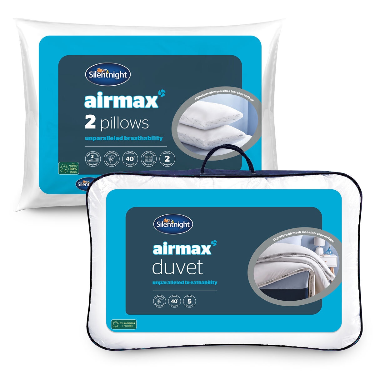 Silentnight Airmax 10.5 Tog Duvet & Pillow Pair Bundle in 3 Sizes