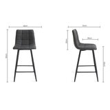 Bentley Designs Grey Faux Leather Tapered Back Bar Stool, 2 Pack Dimensions