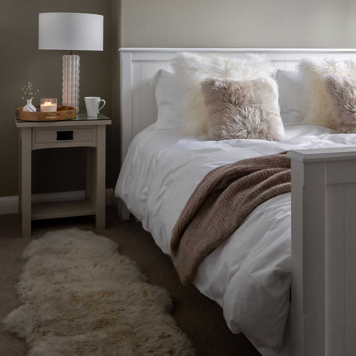Naturally Sheepskins Long Wool Double Rug in Stone, 180 x 55 cm