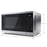 Side Profile of Sharp 28 Litre 900W Digital Microwave with 1100W Grill showing measurement