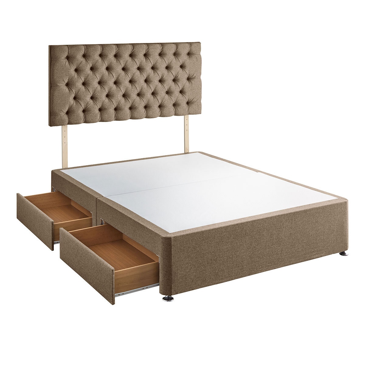 Silentnight 4 Drawer Divan Base with Eden Headboard in Wheat in 3 Sizes