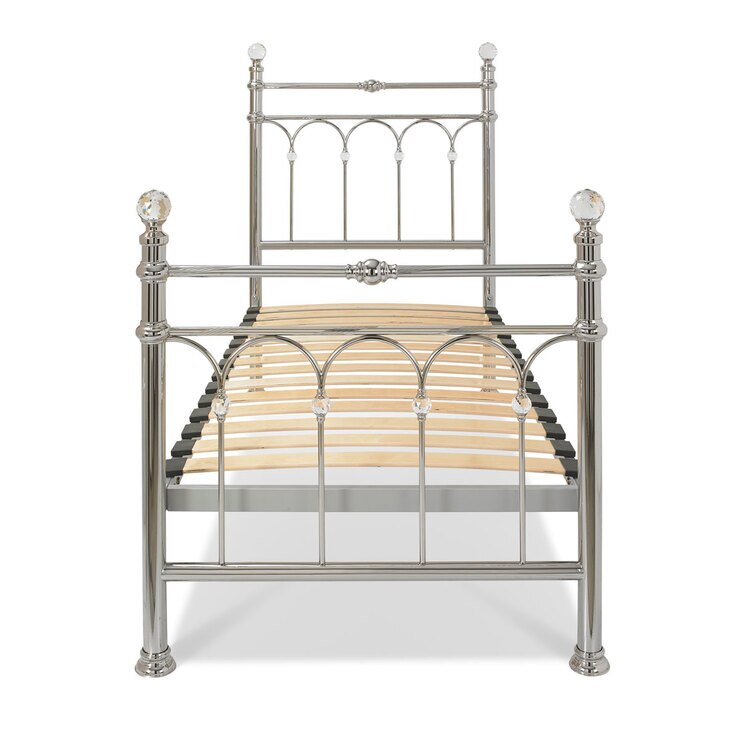 Bentley Cristina Shiny Nickel Finish Metal Bed Frame, Single Costco UK