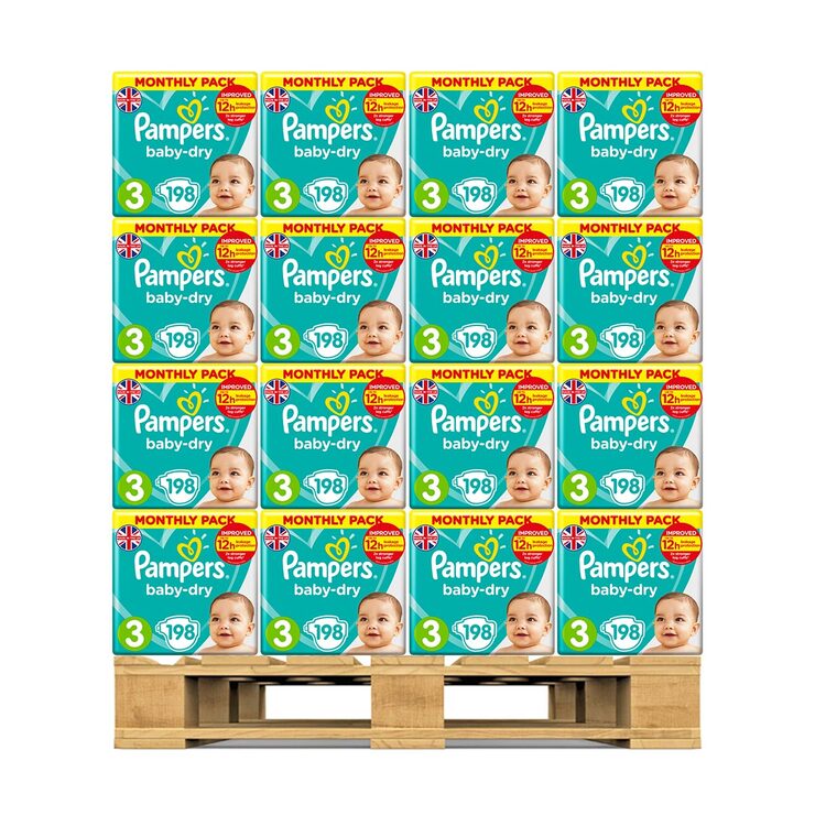 Pampers Baby Dry Nappies Size 3, 36 x Monthly 198 Pack Costco UK