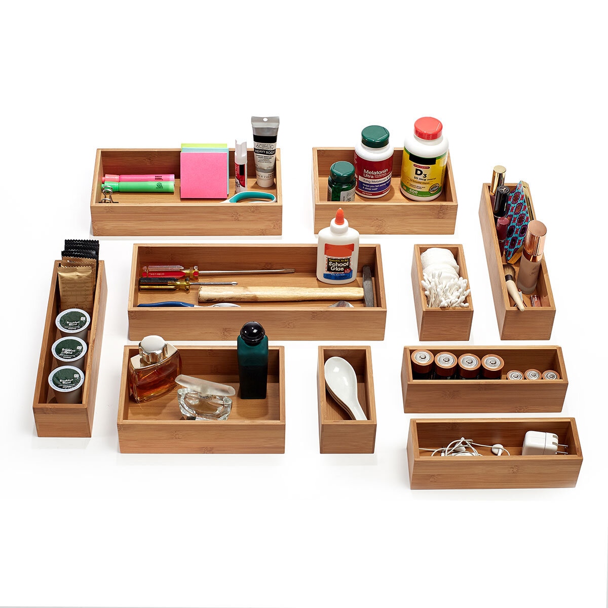 Bamboo Drawer Organiser 10 Piece Set | Costco UK