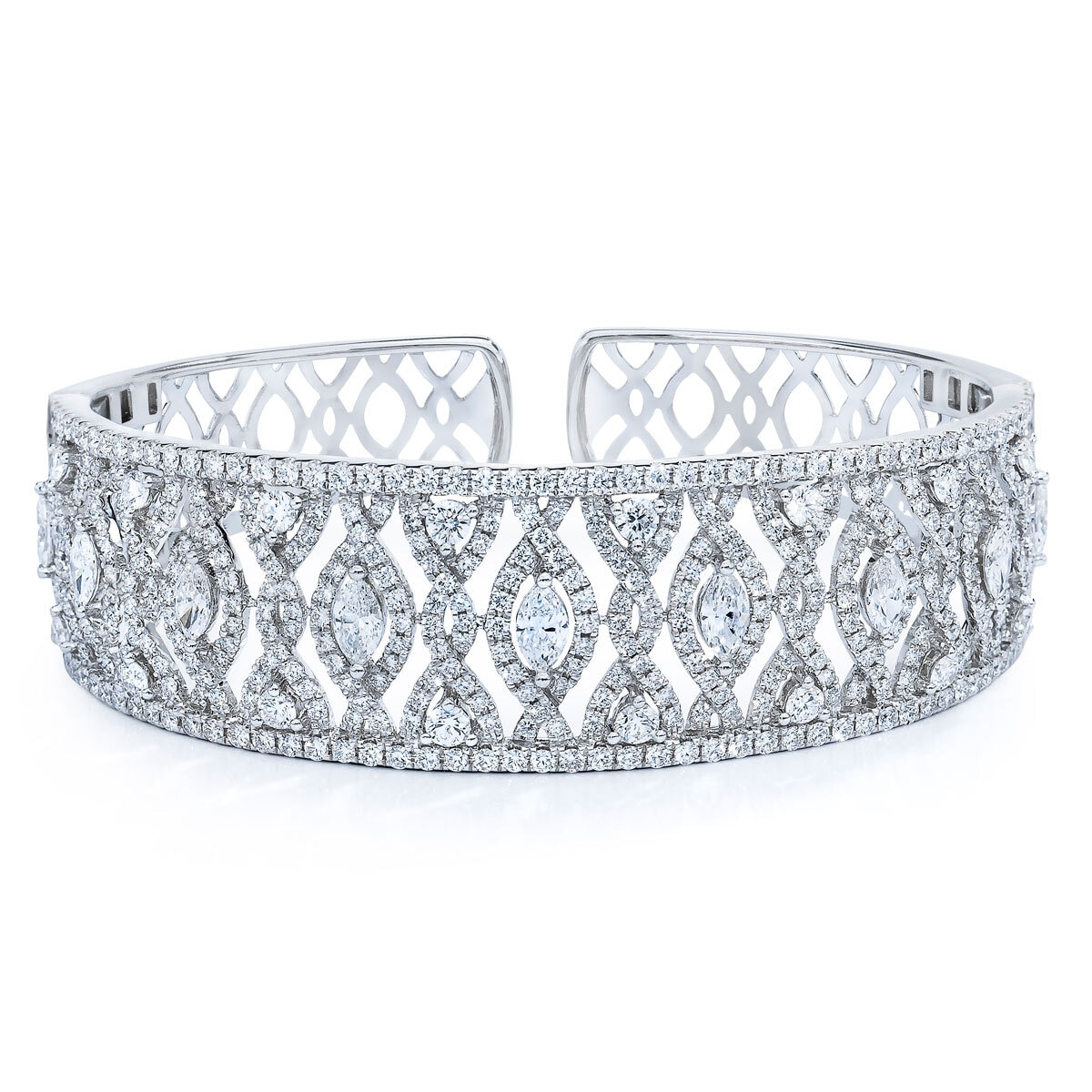 6.65ctw Marquise Round Brilliant Cut Diamond Cuff 18ct