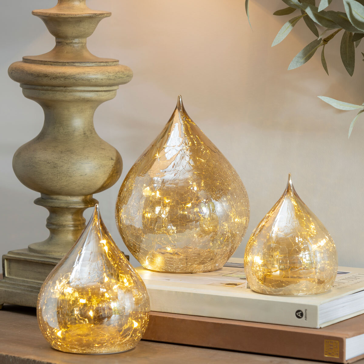 Evergreen LED Glass Raindrops Set, 3 Piece in 2 Colours