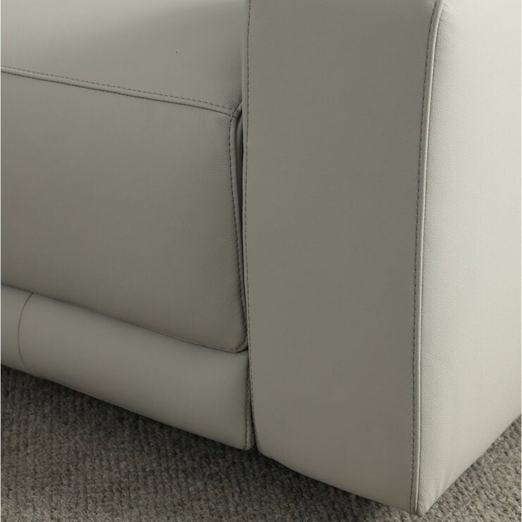 Simon Li Wren Light Grey Leather Power Reclining 3 Seater Sofa with Power Headrest Simon Li Wren Light Grey Leather Power Reclining 3 Seater Sofa with Power Headrest