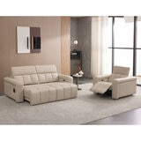 Dallas Cream Leather Power Sliding 3 Seater Sofa