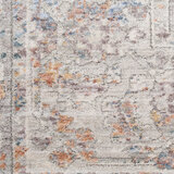 Elegant heirloom rug, tradtional design in rust, grey, blue and ivory tones