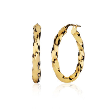 14ct Yellow Gold Twisted Hoop Earrings