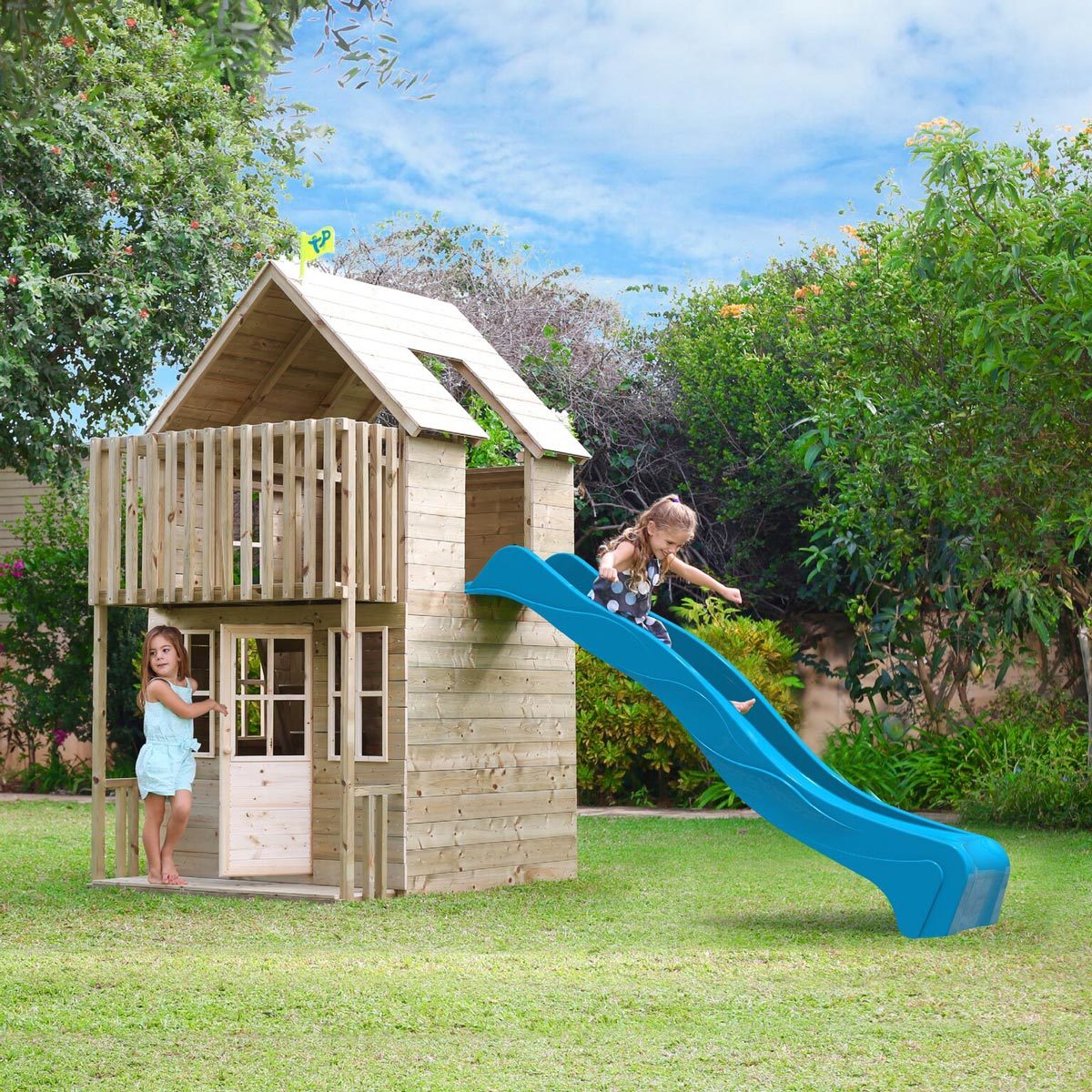 two storey wooden playhouse