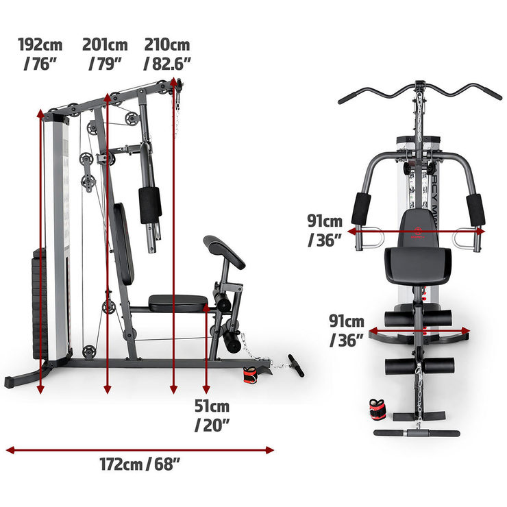 Marcy MWM990 68kg (150lb) Stack Home Gym System With Floor Matting