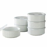 Signature Stoneware Bowls with Lids in White, 6 Pack