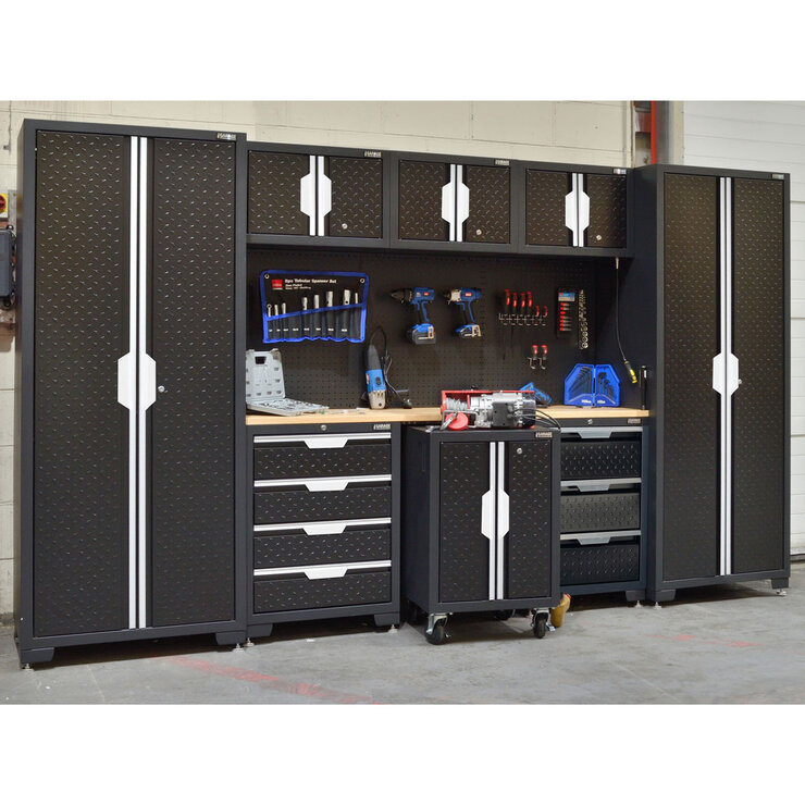 Hilka Garage Pro+ 24 Gauge Steel 9 Piece Cabinet Set