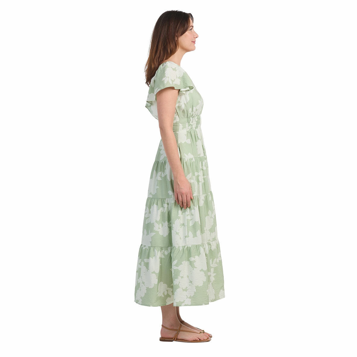 Dalia Ladies Tiered Maxi Dress in Green