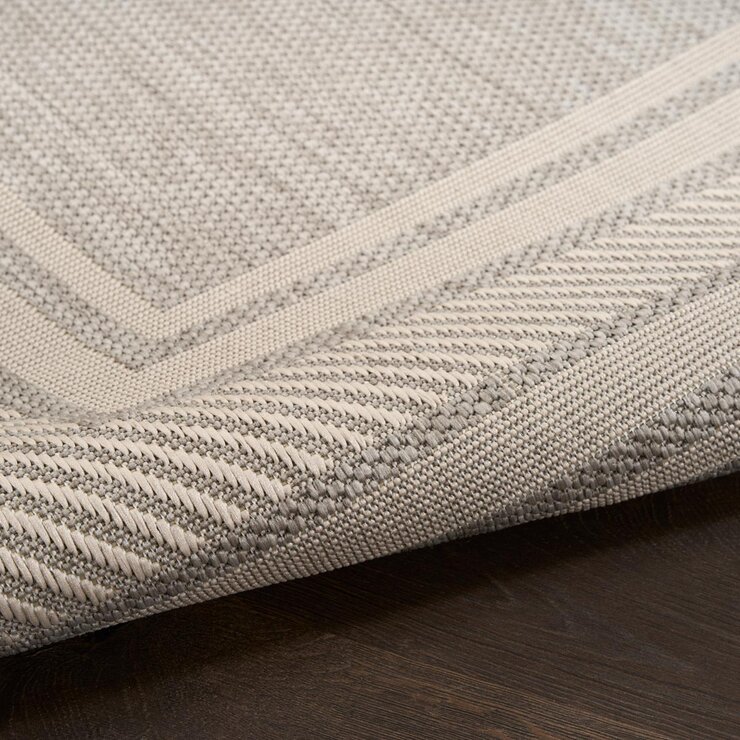 Nourison Horizon Border Grey Indoor Outdoor Rug, in 2 Sizes Nourison Horizon Border Grey Indoor Outdoor Rug, in 2 Sizes