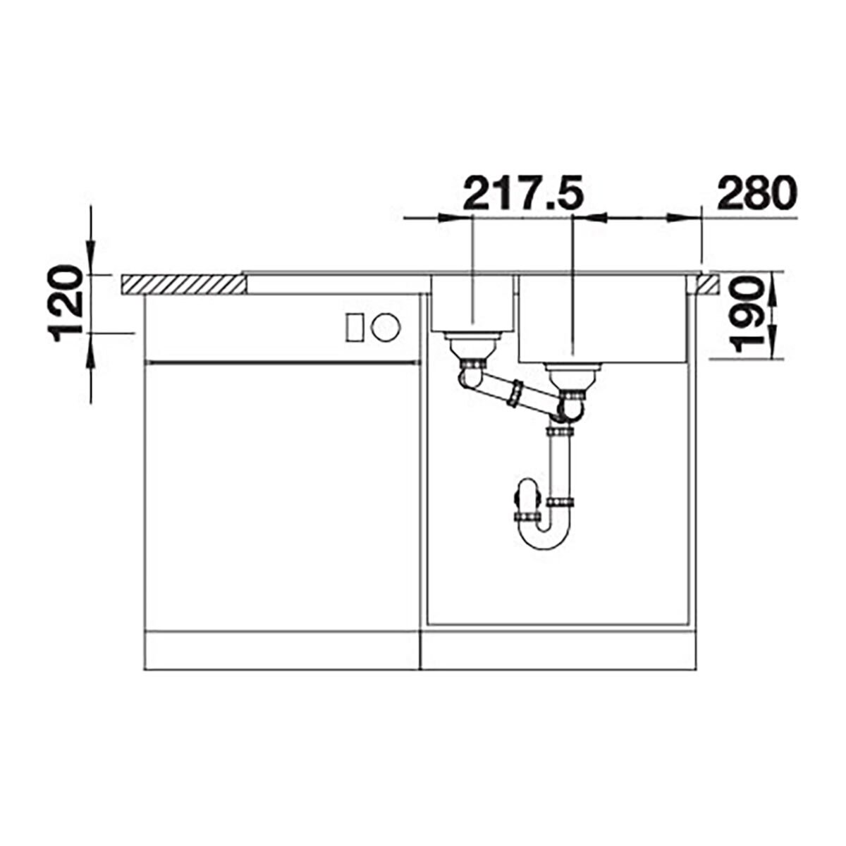 Technical Drawing of space required undercounter