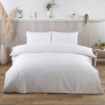 Cotton Exchange Manchester 200 Thread Count Percale White 3 Piece Bed Set, in 4 Sizes