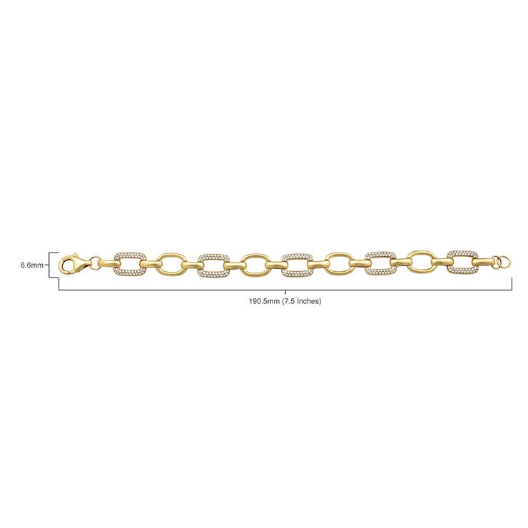 1.06ctw Round Brilliant Cut Diamond Paperclip Bracelet, 14ct Yellow Gold 1.06ctw Round Brilliant Cut Diamond Paperclip Bracelet, 14ct Yellow Gold