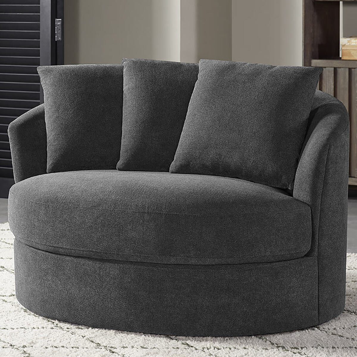 Thomasville Dark Grey Fabric Swivel, Round Couch Chair Costco