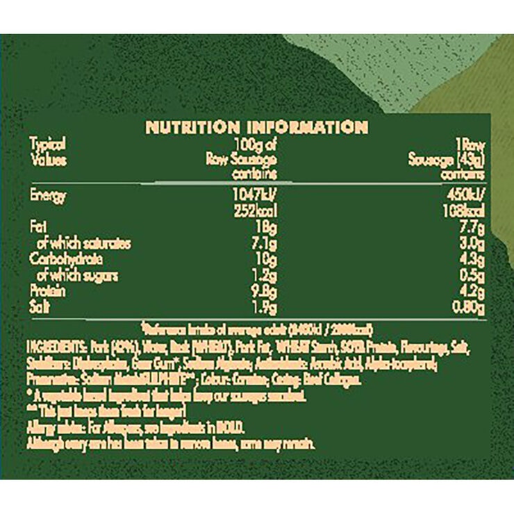 Back of pack Artwork for 40pk of Richmond Sausages