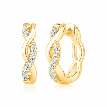0.20ctw Round Brilliant Cut Diamond Infinity Hoop Earrings, 14ct Yellow Gold