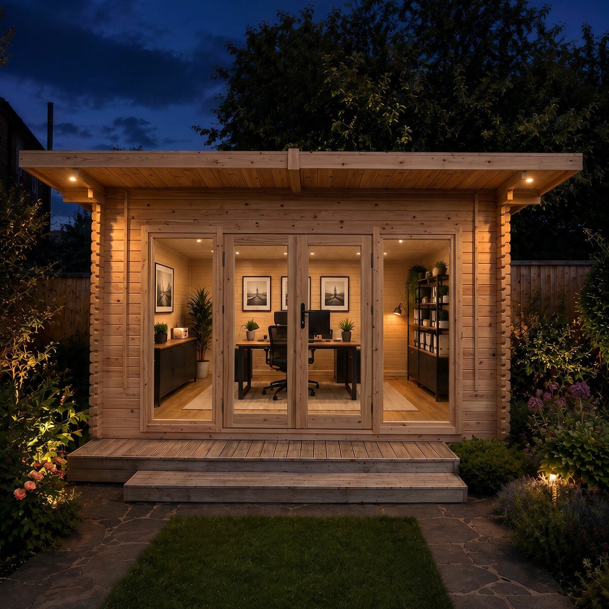 Installed Forest Garden Melbury 45mm Log Cabin 13ft 1" x 9ft 8" (4 x 3 m)