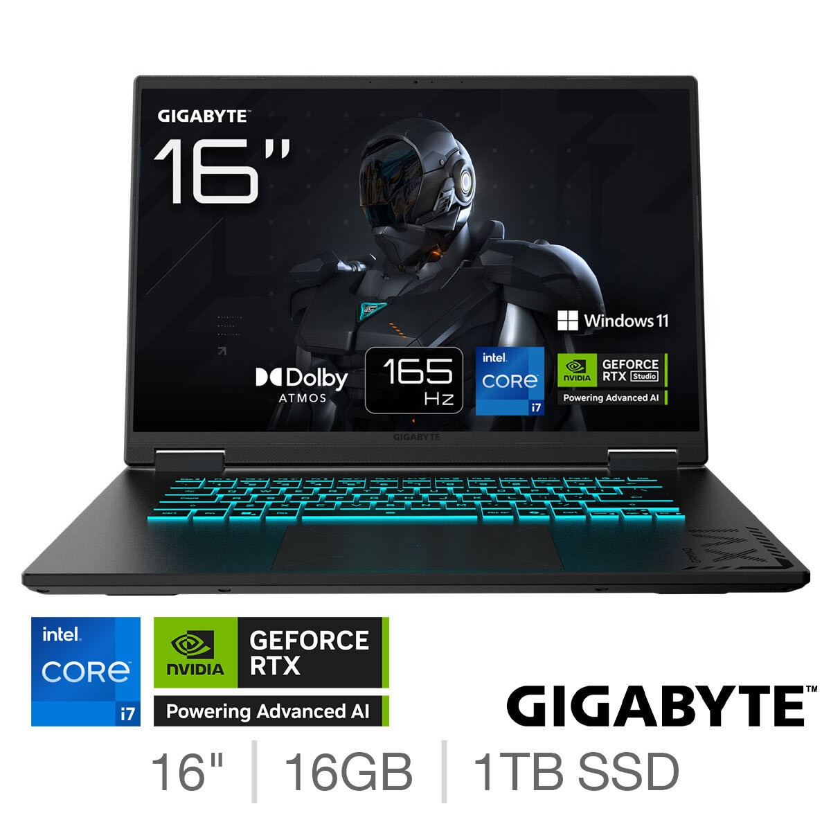 Gigabyte A16, Intel Core i7, 16GB RAM, 1TB SSD, NVIDIA GeForce RTX 5070, 16 inch Gaming Laptop, CWHI3UK894SH