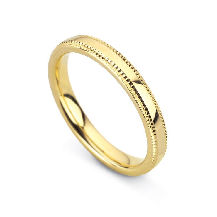 Ladies 2.5mm Milgrain Wedding Band, 18ct Yellow Costco UK