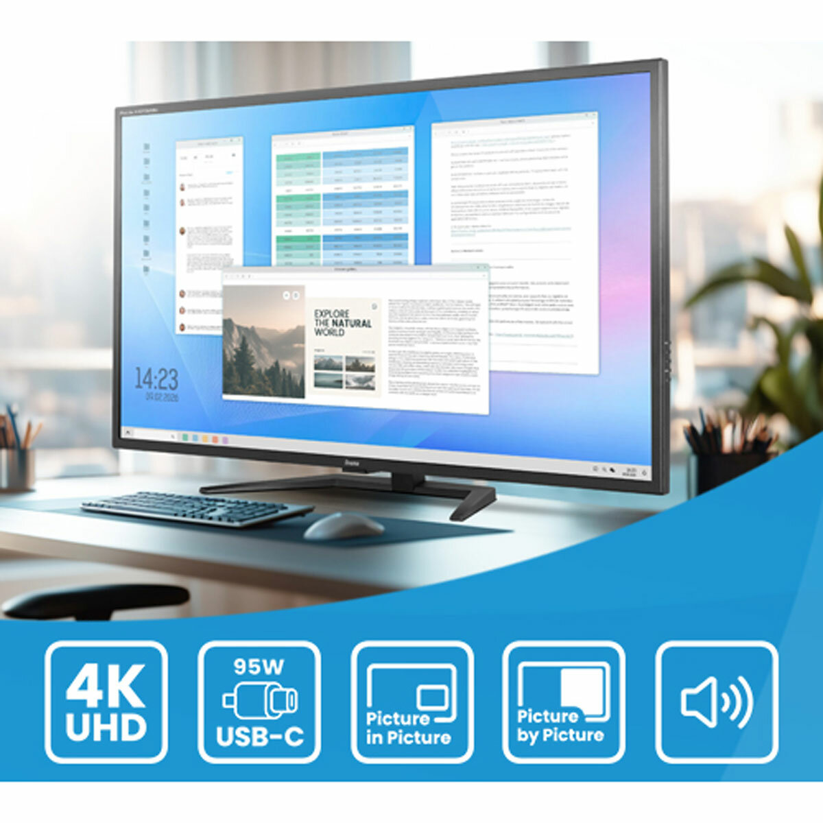 iiyama Prolite, 42.5 Inch, 4K UHD, VA, Monitor, X4373UHSU-B2