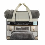 FRYE Faux Fur Grey 3 Piece Comforter Set FRYE Faux Fur Grey 3 Piece Comforter Set