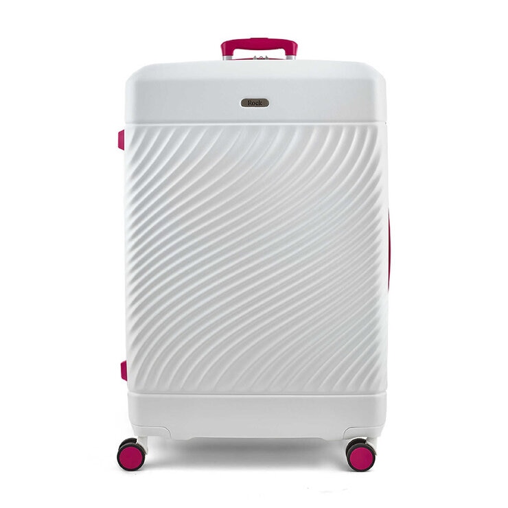 ROCK Love Island Large Suitcase White/Pink