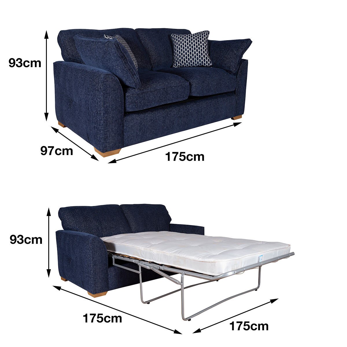 Lorna Navy Fabric Sofa Bed with 2 Accent Pillows Costco UK