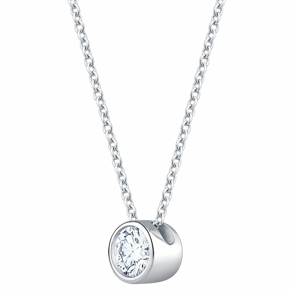 0.30ctw Round Brilliant Cut Diamond Solitaire Pendant, 14ct White Gold 0.30ctw Round Brilliant Cut Diamond Solitaire Pendant, 14ct White Gold
