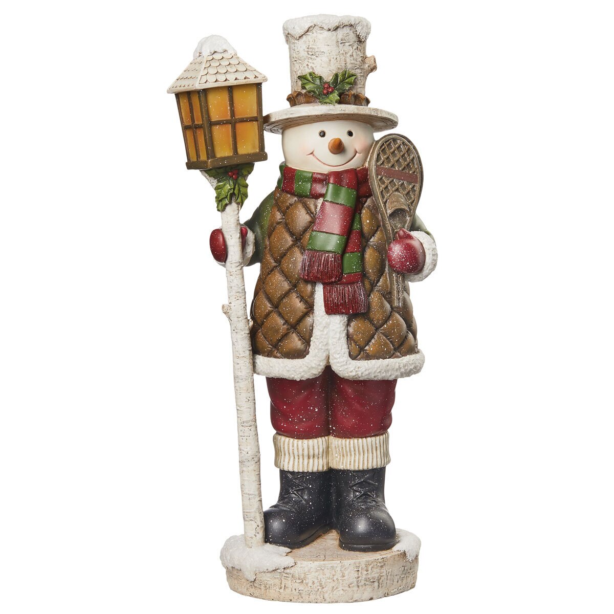 Rustic snowman set close up front