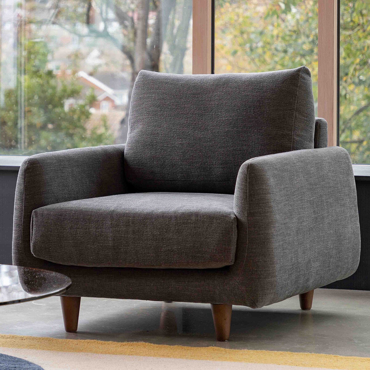 Gallery Oakwood Dark Grey Fabric Armchair