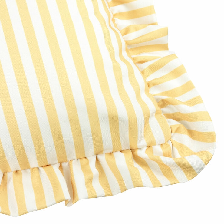 Wylder Millie Ruffle Yellow Striped Indoor Outdoor Cushion, 50 x 50 cm