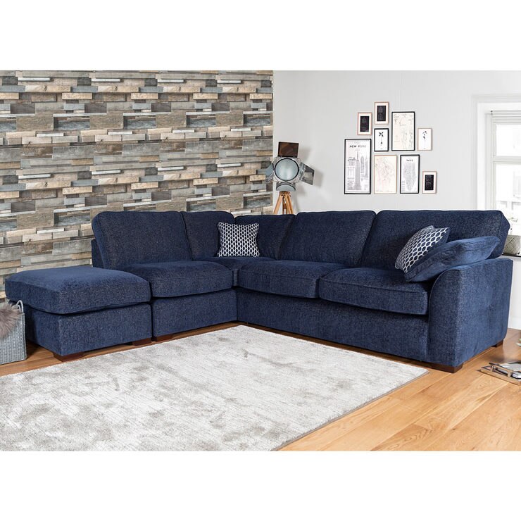 Lorna Navy Fabric Corner Sofa Right Facing Costco Uk