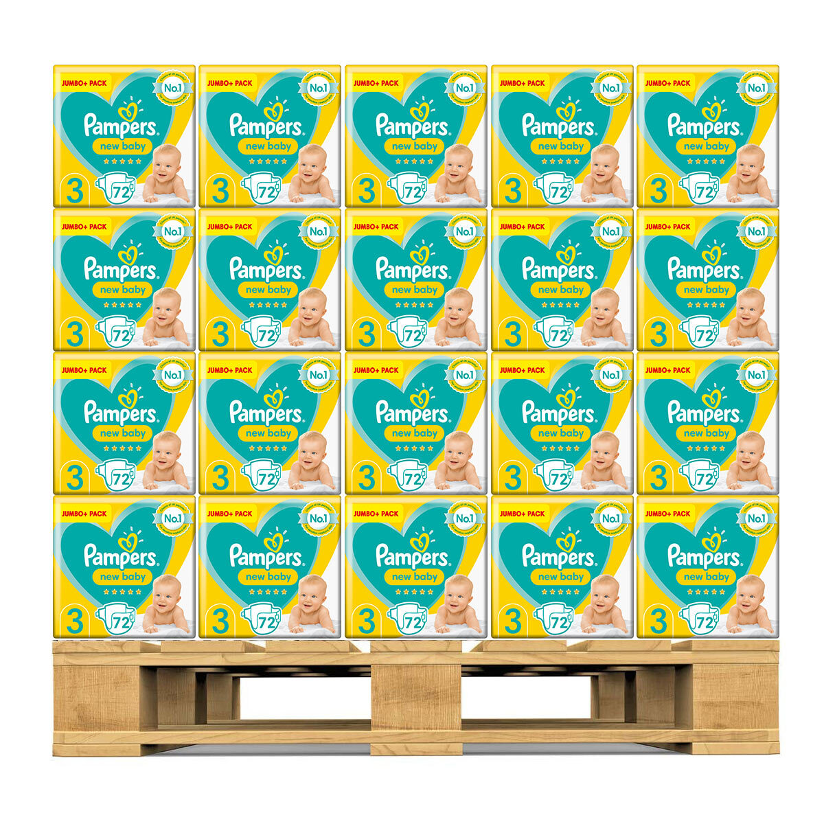 Pampers New Baby Nappies Size 3, Pallet x Jumbo+ 72 Pack