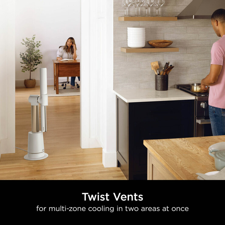 Lifestyle image of  Shark TurboBlade Multi-Directional Cooling Fan multizone cooling in two areas at once