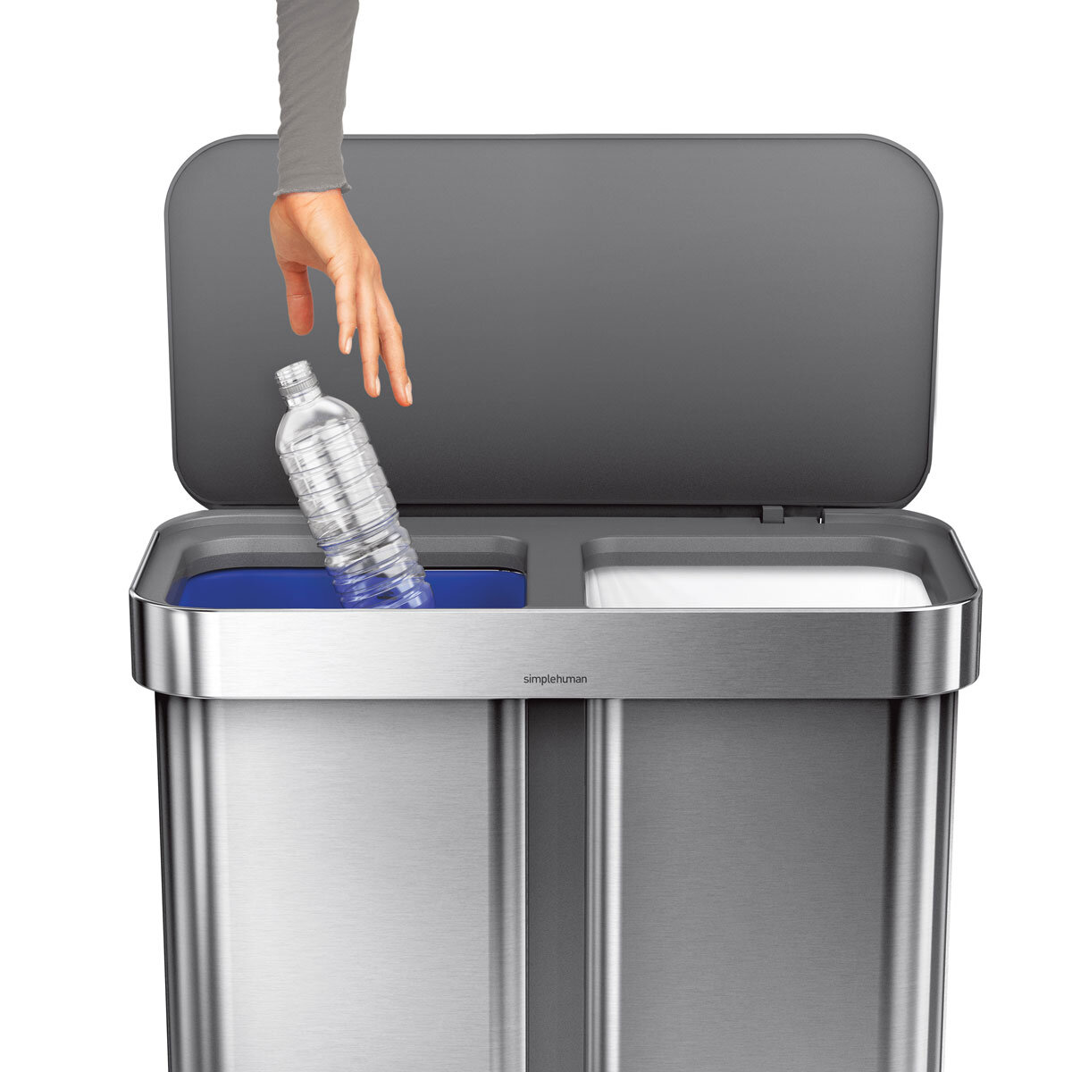 simplehuman 58L Dual Compartment Step Can Bin 