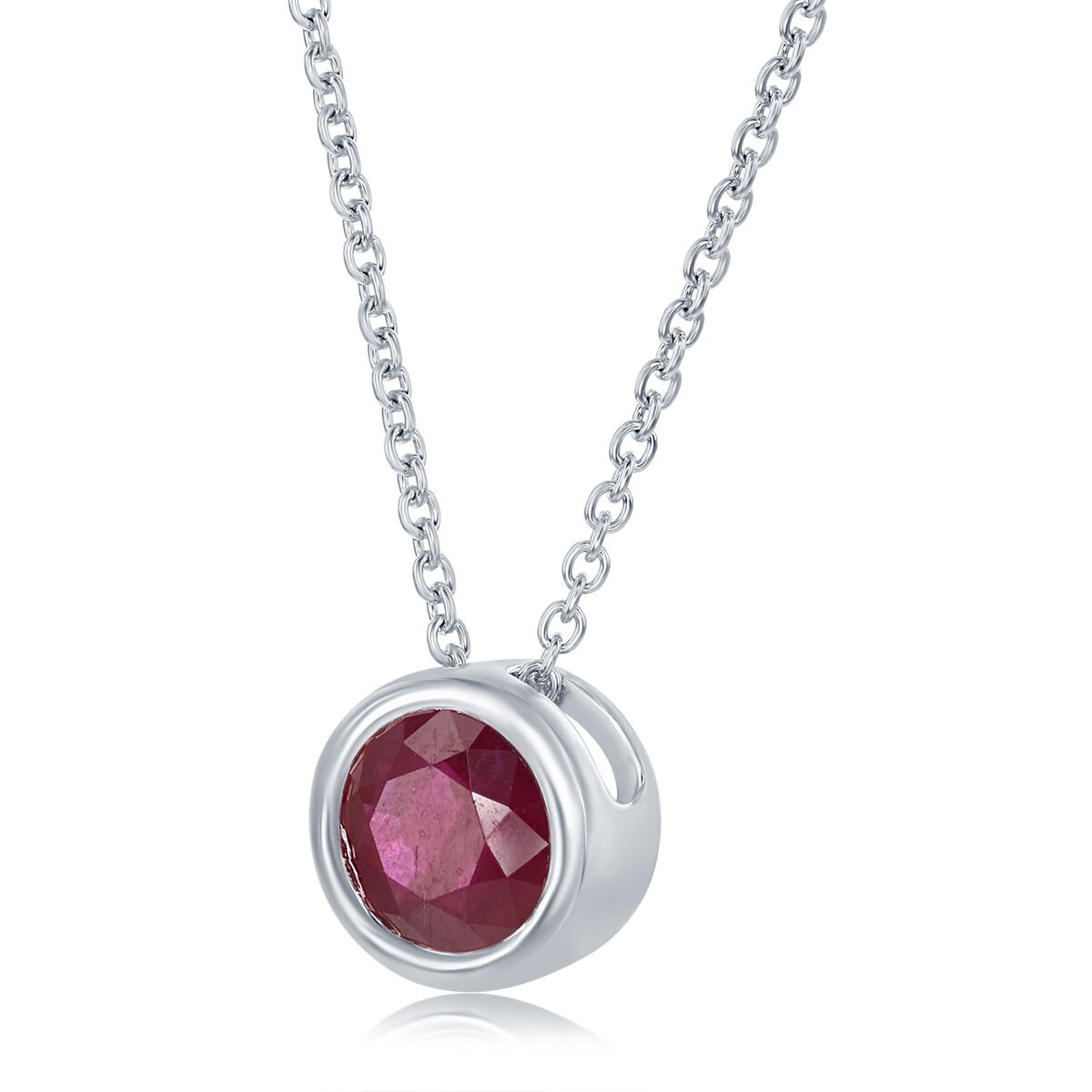 Ruby Birthstone Pendant, 14ct White Gold