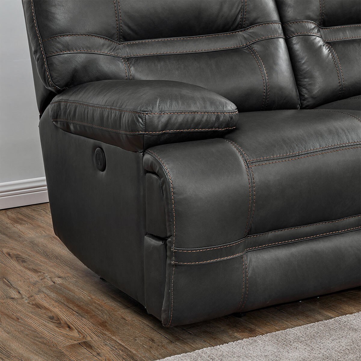 Pulaski Tessa 2 Seater Grey Leather Power Recliner Sofa Costco UK