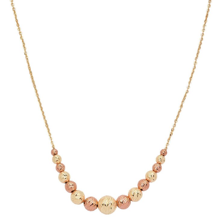 14ct Two-Tone Gold Graduated Beaded Necklace 14ct Two-Tone Gold Graduated Beaded Necklace