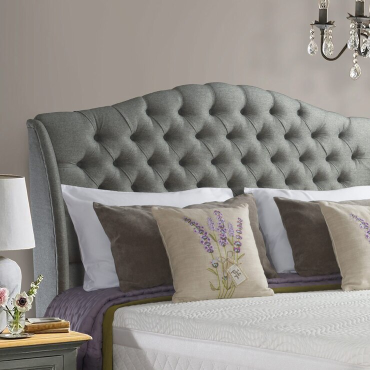 Sealy Richmond Pebble Grey Fabric Full Height Headboard, King Size