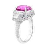 Oval Cut Pink Sapphire & 1.82ctw Diamond Ring, Platinum