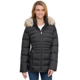 Andrew Marc Women's Short Down Jacket with Faux Fur Trim Hood in 3 Colours and 4 Sizes