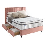 Silentnight Velvet 4 Drawer Divan Base with Slumber Headboard in Dusky Pink & 3 Sizes