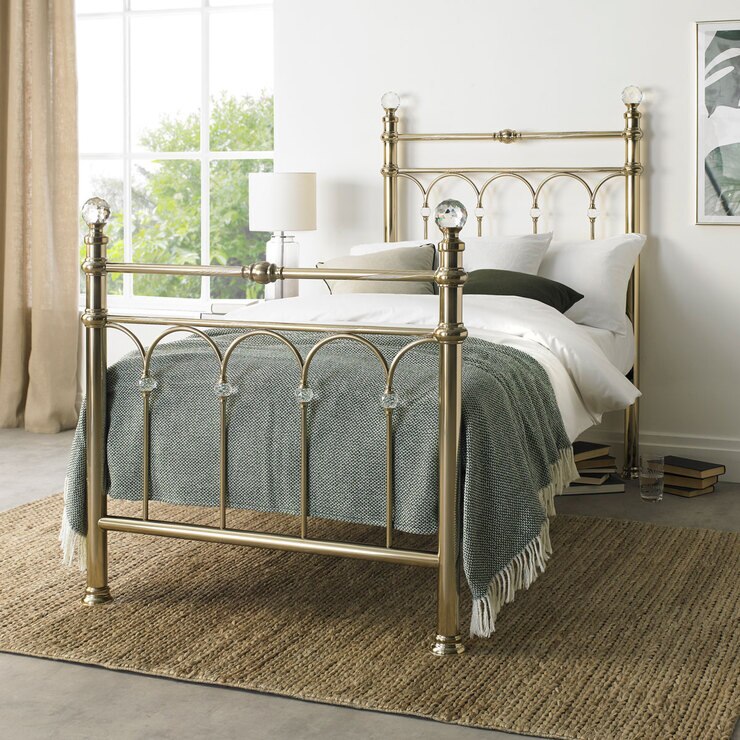 Bentley Cristina Champagne Brass Finish Metal Bed Frame, Single Costco UK