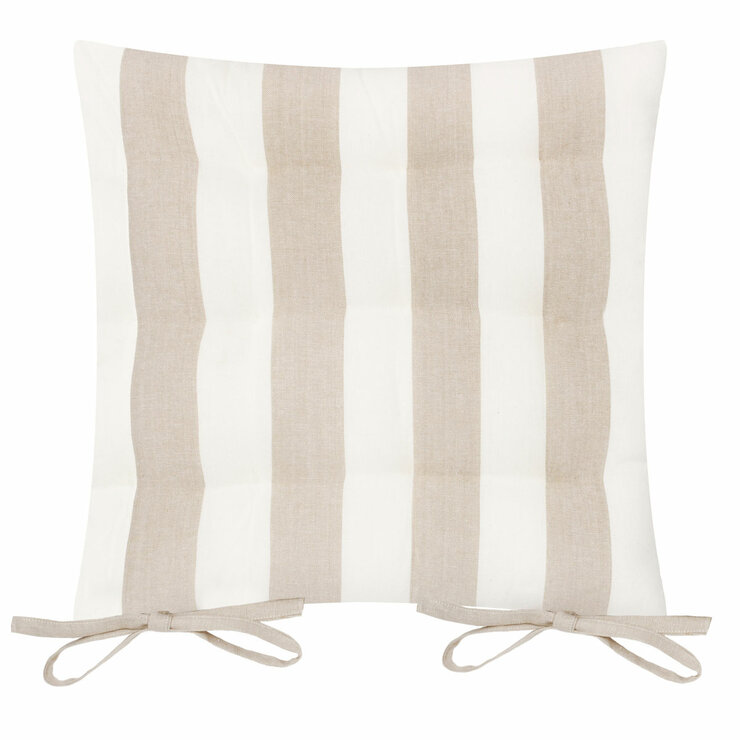 Yard Hayle Beige Striped Indoor Outdoor Seat Pad 2 Pack, 40 x 40 cm